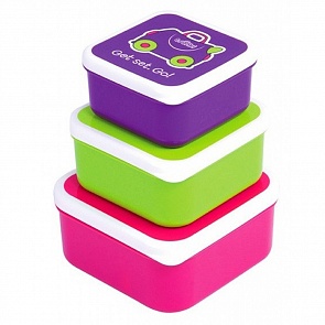 Trunki Набор из 3 контейнеров для еды: розовый, фиолетовый и зеленый (Trunki, 0300-GB01)